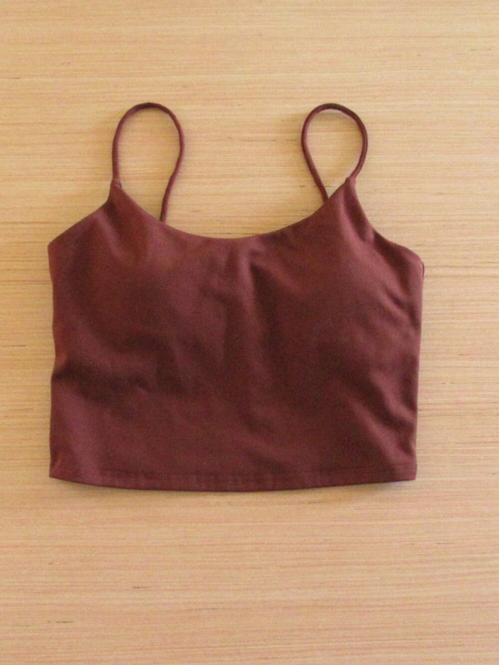 ETHOS Brown Cropped Cami Tank Top w/ Built‑In Padded Bra – Size M